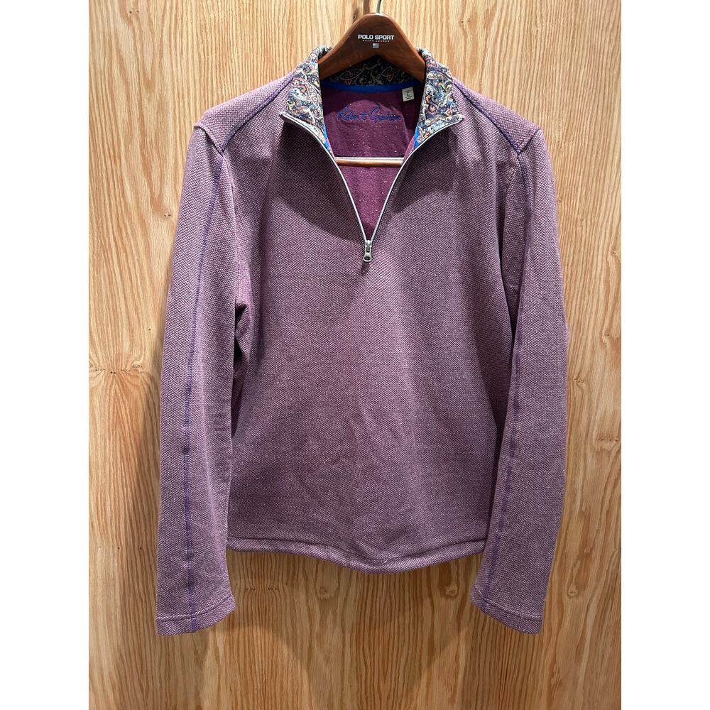 Robert Graham Greensboro Quarter-Zip Pullover Mauve Paisley Collar Men's Large